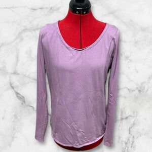 Lotus by Soma Purple Fitted Long Sleeve scoop neck top Peruvian cotton medium